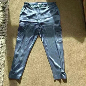 Babaton Refined Cargo Pants, satin high-waisted pants blue size 16.